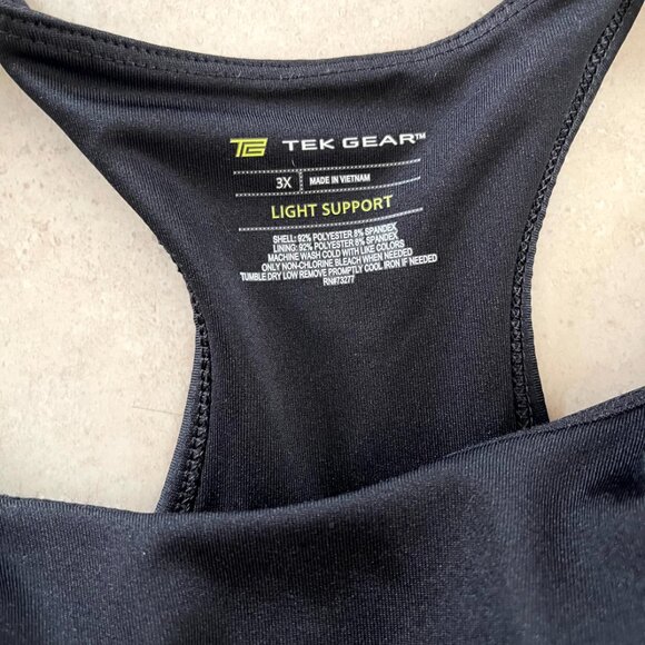 Tek Gear Black Padded Sports Bra - Light Support - Size 3X - Picture 3 of 6